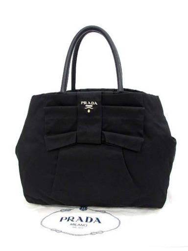 PRADA プラダ BN1601 リボン ナイロン×レザー トートバッグ
