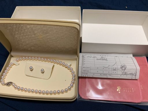 【新品未使用品】アサヒパール ASAHI PEARL本物、18万円購入品、ネックレス イヤリング セット　本真珠 【送料無料】