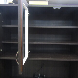 中古品 食器棚 木製 中型 下川実木工所 インテリア家具 キッチン収納 90×180×41の画像