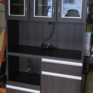 中古品 食器棚 木製 中型 下川実木工所 インテリア家具 キッチン収納 90×180×41の画像