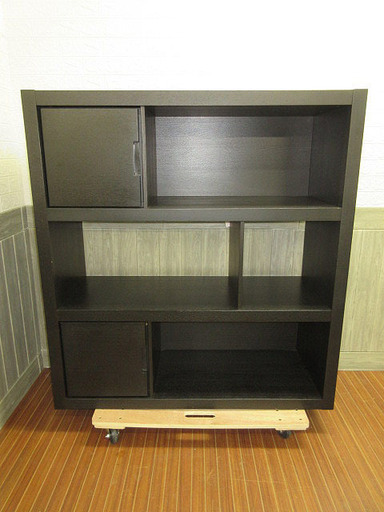 stp-0042　オープンシェルフ　3段　ブラック　木製　飾り棚　シェルフ　収納棚　収納ラック　本棚　ローボード　黒　三段