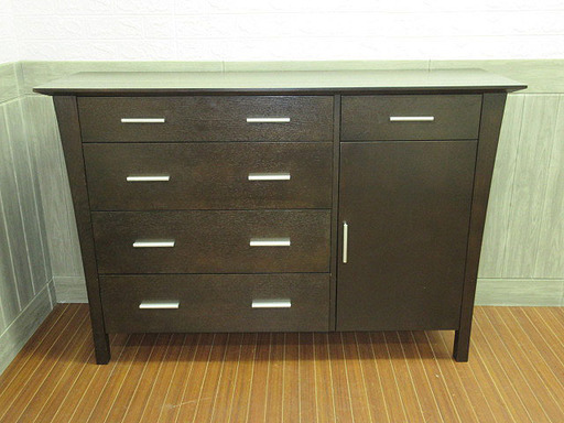 stp-0043　木製　チェスト　ダークブラウン　引出5杯　箪笥　タンス　引出収納　収納タンス　洋服箪笥　収納家具　インテリア 　キャビネット