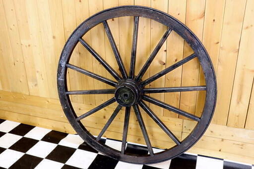 アンティーク 大八車 車輪 木製 鉄枠 直径約91cm 荷車 インテリア　ガーデニング