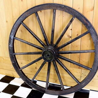 アンティーク 大八車 車輪 木製 鉄枠 直径約91cm 荷車 インテリア