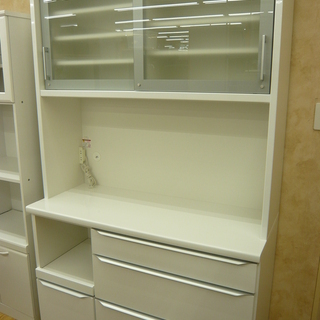 レンジボード　白　エナメル　幅118㎝　大川家具　カップボード　...