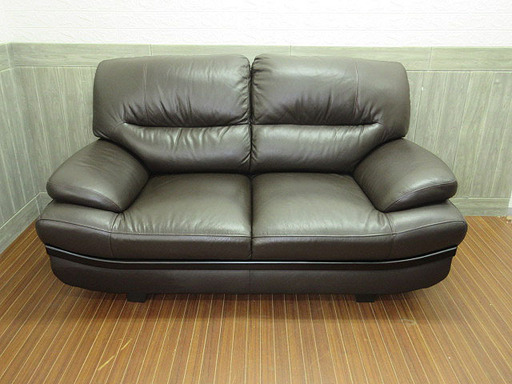 stp-0045　2人掛けソファー　レザー調　ダークブラウン　ソファ　2シーター　茶　二人掛け　レザー　茶　ソファー　長椅子　革　イス　リビング