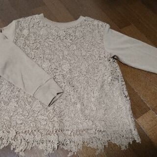 ELLE 古着 レースつきカットソー Ｍサイズくらい