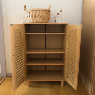 【最終処分　3/15迄】木製 下駄箱 シューズクローゼット シンプル ルーバー 無印良品 カリモク IKEAの画像
