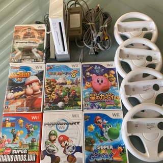 wii本体＋ソフト7点＋ハンドル4個セット