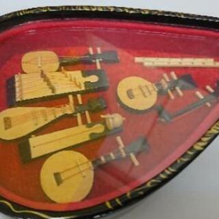 中国 古楽器　弦楽器 ミニチュア 二胡 三胡 笛 琴 一弦琴 木製 オブジェ 置物 マンダリン チャイニーズ コレクション レトロ アンティークの画像