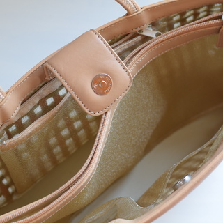 美品☆格子ハンドバッグ　手提げ鞄の画像