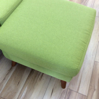 A▽取りに来てくれる方歓迎‼︎3人掛けソファー オットマン付き グリーンの画像
