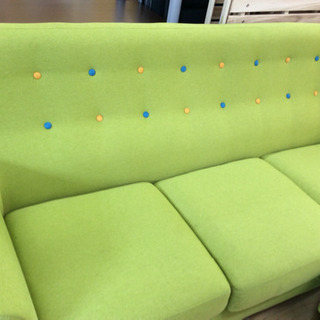 A▽取りに来てくれる方歓迎‼︎3人掛けソファー オットマン付き グリーンの画像