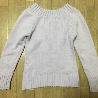 ラベンダーカラーの模様編みニット＊サイズMの画像