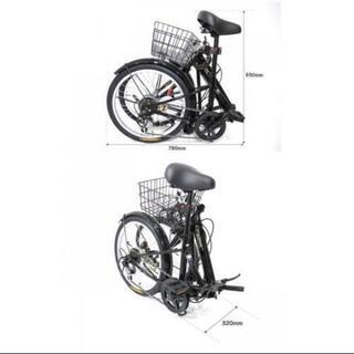 新品同様☆シマノ製6段ギア折り畳み自転車 20インチ 黒の画像