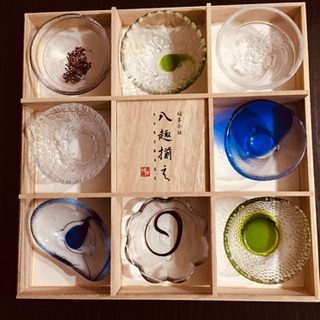 硝子小鉢 8セット木箱付※未使用