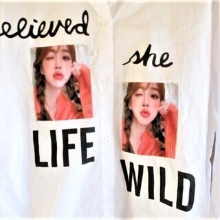 PARK GIRL プリントシャツ M 白  新品未使用品タグ付き　の画像