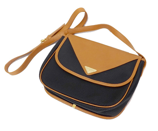 美品★イヴ・サンローラン YSL/ヴィンテージ ショルダーバッグ バイカラー ネイビー×ブラウン/ななめ掛け Yves Saint Laurent　札幌 豊平区 アウトレットモノハウス平岸店