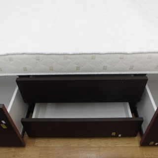 ブラウン（こげ茶色） シングルベッドフレーム 引き出し付き&マットレス ブラウン（こげ茶色） シングルベッドフレーム 引き出し付き&マットレス