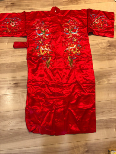 ☆新品 紅 着物 龍 鳳凰柄