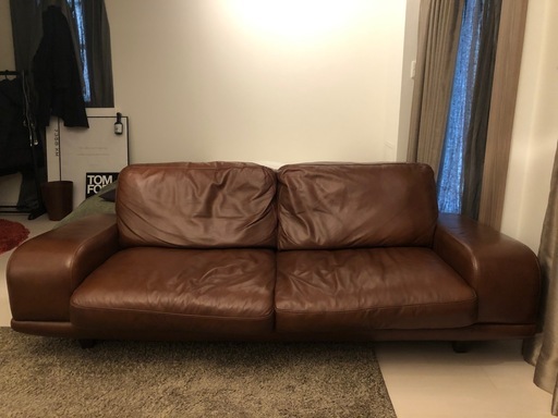 【ほぼ未使用】3350｜3人掛けソファ｜ブラウン｜幅2020 奥行890 高さ730 座高400mm｜five by five (ファイブ・バイ・ファイブ)｜ACTUS(アクタス)