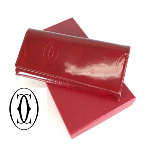 カルティエ　ハッピーバースデーパテントレザー　長財布箱付