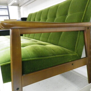 【おすすめ品】Karimoku カリモク60 2Pソファ Kチェア  モケットグリーン 2シーター 幅126cm☓奥行き70cm☓高さ75cm レトロデザインの画像