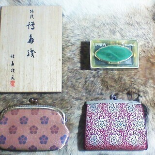 ★抱えバッグ（和装用）・がま口財布2つ・口紅入れ　4点セット★　ヴィンテージ　博多織　昭和レトロの画像