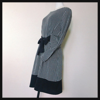 ご購入者様決定 千鳥格子柄  ウエストリボンワンピース 大人可愛いの画像