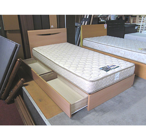 札幌【①FranceBedのマットレス シングルベッド】 引出し×2個付き 防ダニ・抗菌抗臭 ふつう～ややかため フランスベッド ベッ