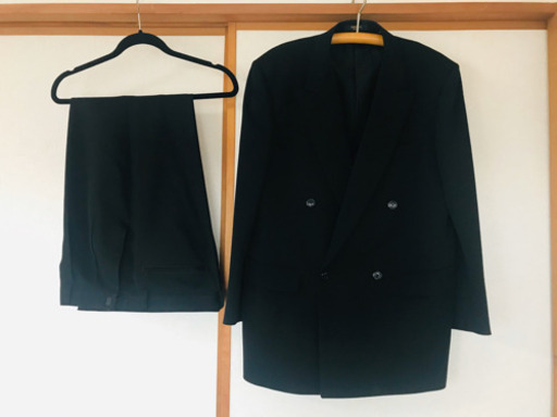 メンズ スーツジャケット 礼服ダブル☆フォーマルカシミア☆アジャスター