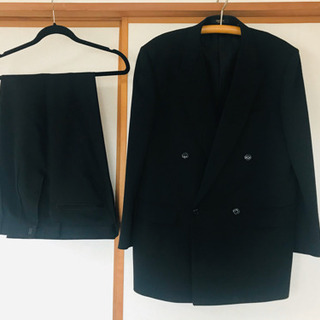 メンズ スーツジャケット 礼服ダブル☆フォーマルカシミア☆アジャスター