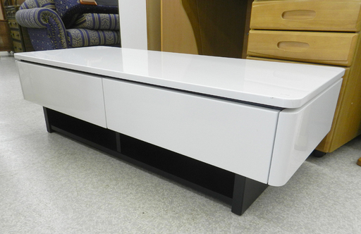 センターテーブル 鏡面/ホワイト 幅120cm ローボード 引出し ☆ PayPay(ペイペイ)決済可能 ☆ 札幌市 北区 屯田