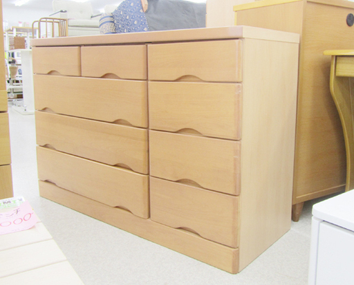 4段チェスト 幅117.5 箪笥 ナチュラルブラウン ワイドチェスト ローチェスト ☆ PayPay(ペイペイ)決済可能 ☆ 札幌市 北区 屯田