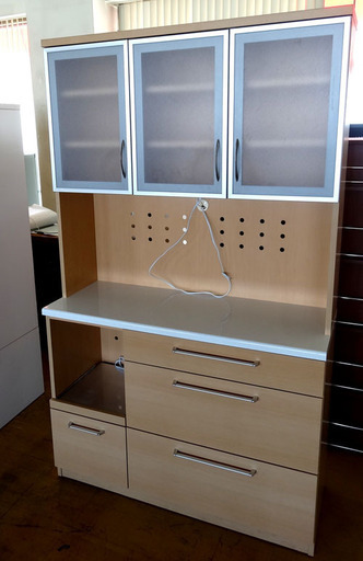 札幌市内限定◆キッチン・収納◆B-COMPANY/ビ―カンパニー◆キッチンボード　食器棚　200×120cm　ナチュラル系　USED