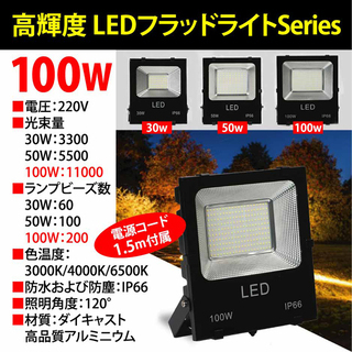 爆光 ＬＥＤ フラッドライト 薄型  投光器 ３０Ｗ ５０Ｗ １...