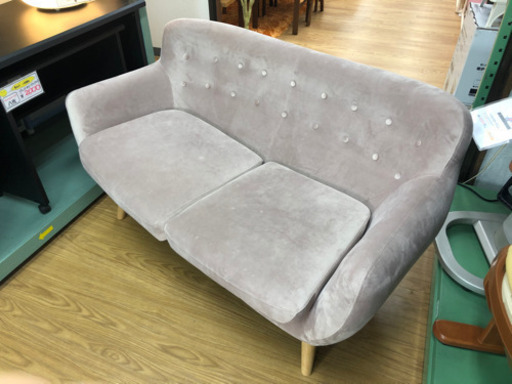 【リサイクルサービス八光　田上店　配達・設置OK】Francfranc　ナビア　ソファ　2Ｓ　ベルベッド　ピンク