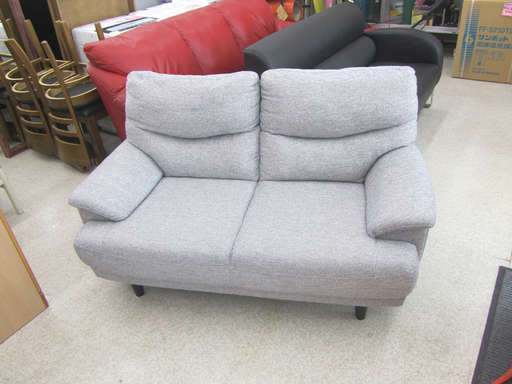 ニトリ 2人掛け ソファ 布張り 幅143㎝ キャッツ3 ファブリック グレー NITORI ☆ PayPay(ペイペイ)決済可能 ☆ 札幌市 北区 屯田