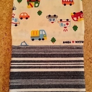 ハンドメイド　移動ポケット　男の子（ホワイトくるま）の画像