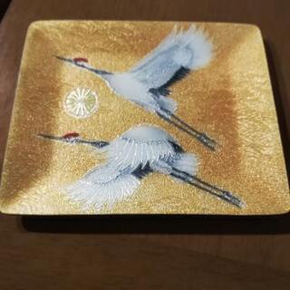 未使用　菊のご紋入り　鶴の銘々皿　5枚組