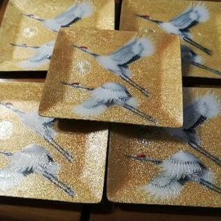 未使用　菊のご紋入り　鶴の銘々皿　5枚組の画像