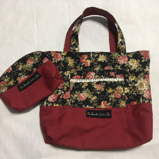 🧸おまけ付き❣️ランチバッグ(レッドローズ)・JKやOLさんのお...