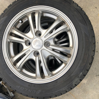 タント、ミラ、ムーヴ、ワゴンR　スタッドレスタイヤ、アルミホイールセット４本　１５５/ ６５R /１４インチ　ダンロップ　１４X4.5J PCD100