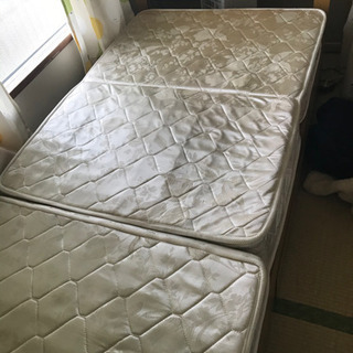 収納付きシングルベッド【難ありマットレス付き】