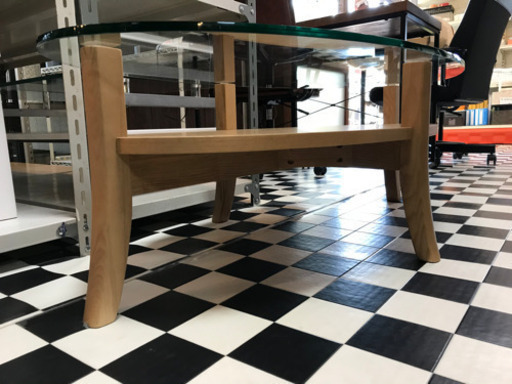 【リサイクルショップ八光　田上店　配達・設置OK】フランフラン Francfranc オーガ リビングコーヒーテーブル アッシュ材 ガラス天板
