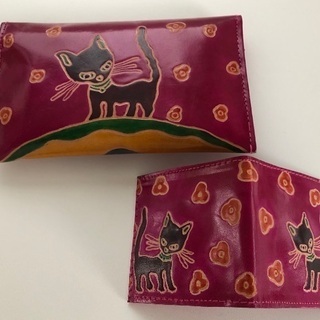 チチカカの長財布と折り畳み財布　ピンク　ねこちゃんの画像