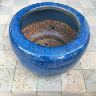 大きな丸型火鉢 径44cm◇火桶/火櫃/瓶掛/円形/陶器/木炭/...