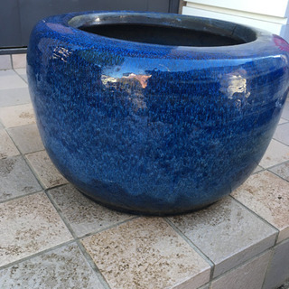 大きな丸型火鉢 径44cm◇火桶/火櫃/瓶掛/円形/陶器/木炭/囲炉裏/古道具の画像