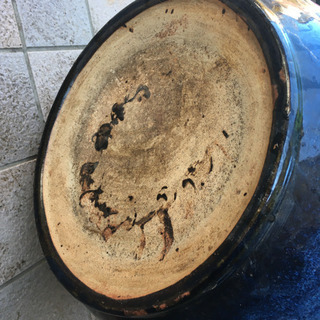 大きな丸型火鉢 径44cm◇火桶/火櫃/瓶掛/円形/陶器/木炭/囲炉裏/古道具の画像