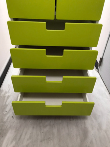 キャンセルIKEA キッズ タンス☆美品☆1月末処分☆白×グリーンイエロー